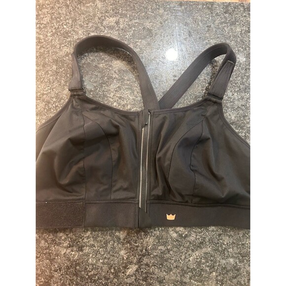 Size 5Luxe Shefit Bra Black Zip Front Sports Bra Adjustable Medium Support Strap - Picture 1 of 5